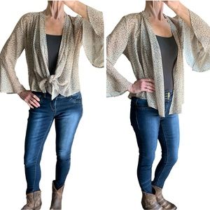 Express Leopard Print Tie Blouse